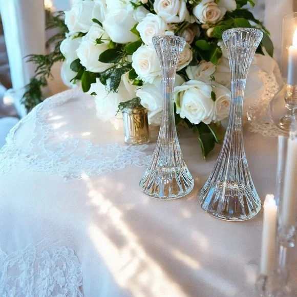 Vintage leaded-Crystal candlesticks 1950s - Picture 3 of 6